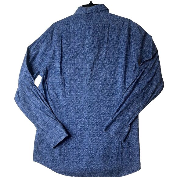 Charles Tyrwhitt L Men’s Weekend Button Up Slim Fit Geometric Blue Casual - Picture 3 of 9